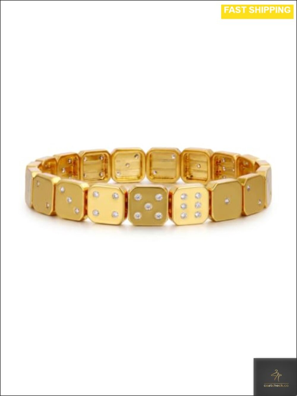 Dice Bracelet Cubic Zirconia Copper Stretch Bracelet Lucky Jewelry
